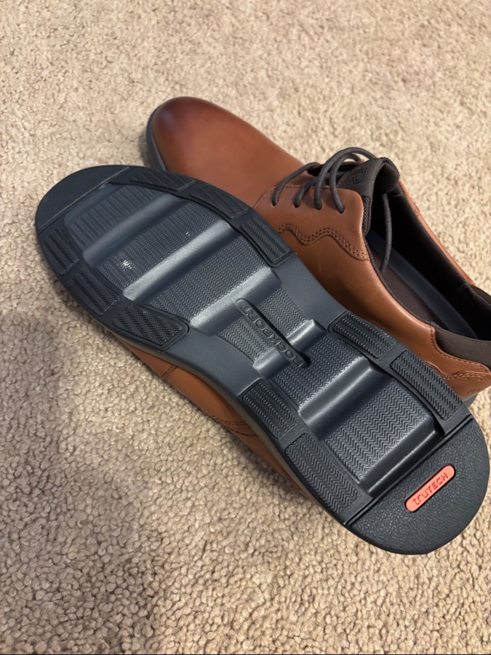 Rockport Men's Cognac Leather Derby Oxfords NWOT - Picture 7 of 7